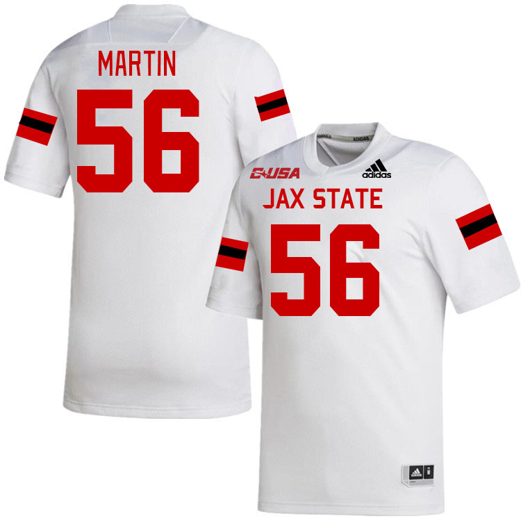 #56 Daylan Martin Jacksonville State Gamecocks College Football Jerseys Stitched-White